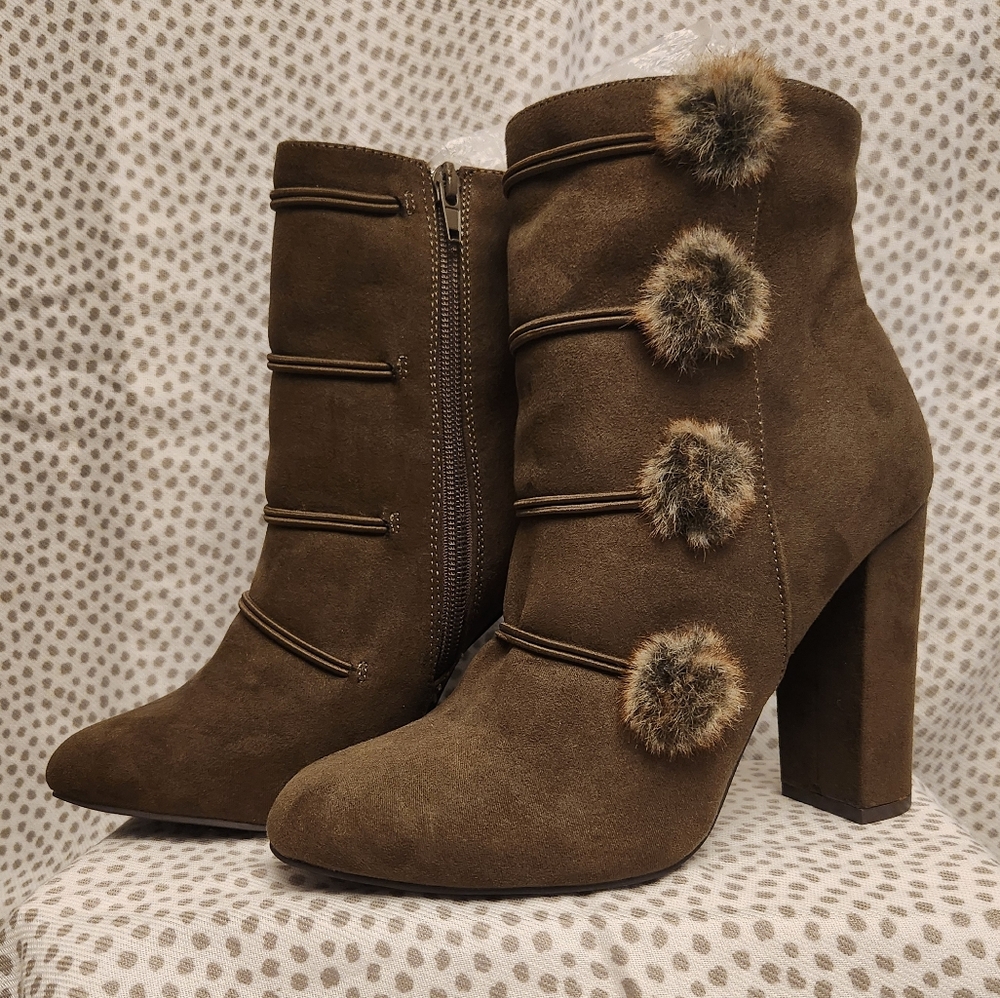 JUSTFAB Isabella Pom Pom Bootie